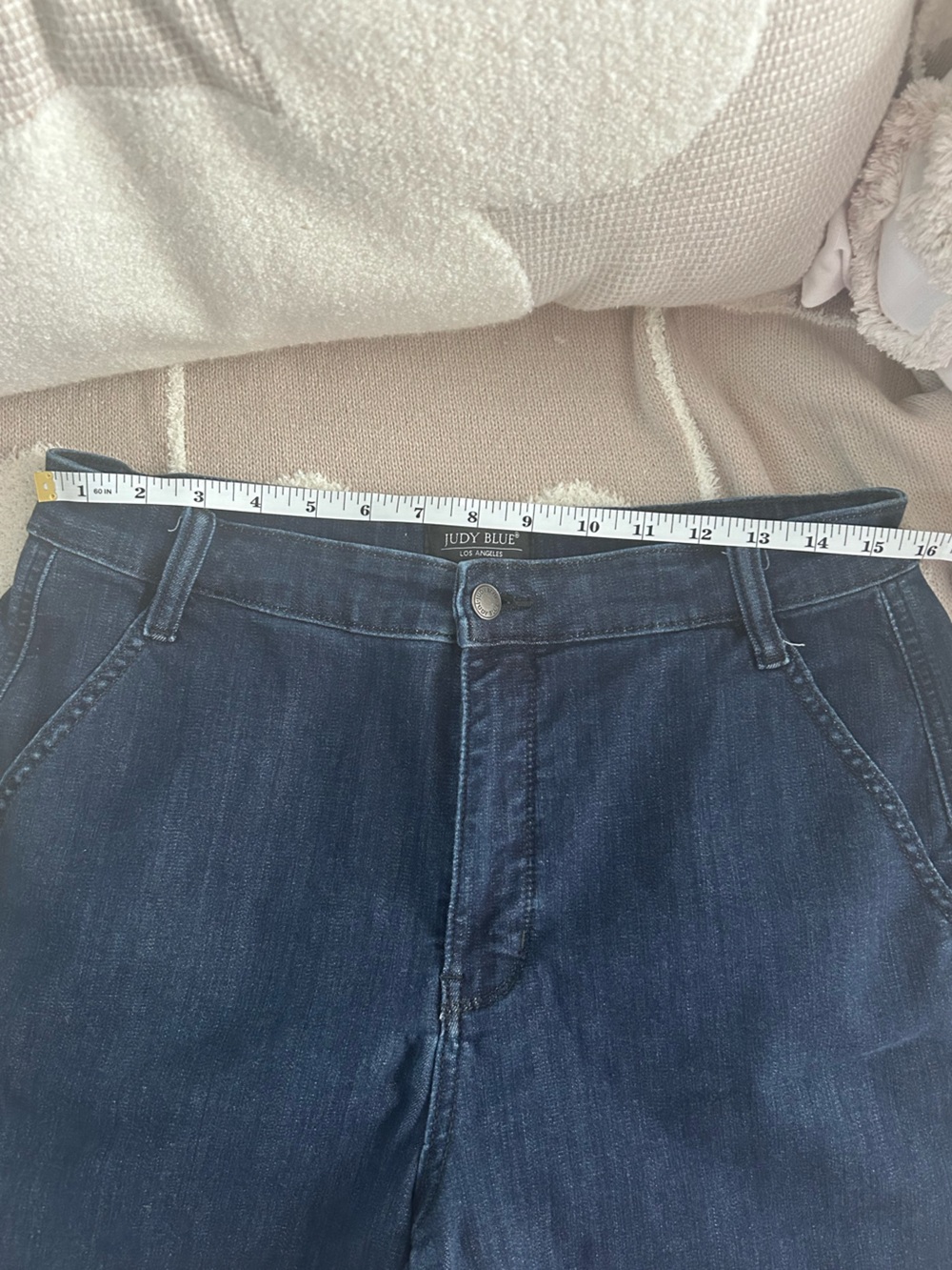 Judy Blue Women's Dark Blue Denim Trouser Hem Shorts - Picture 4 of 6
